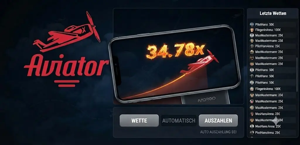 Aviator App auf einem Smartphone