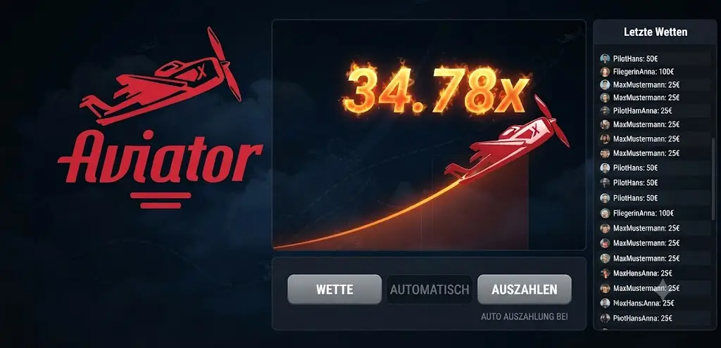 Aviator Crash Spiel Interface mit steigendem Multiplikator